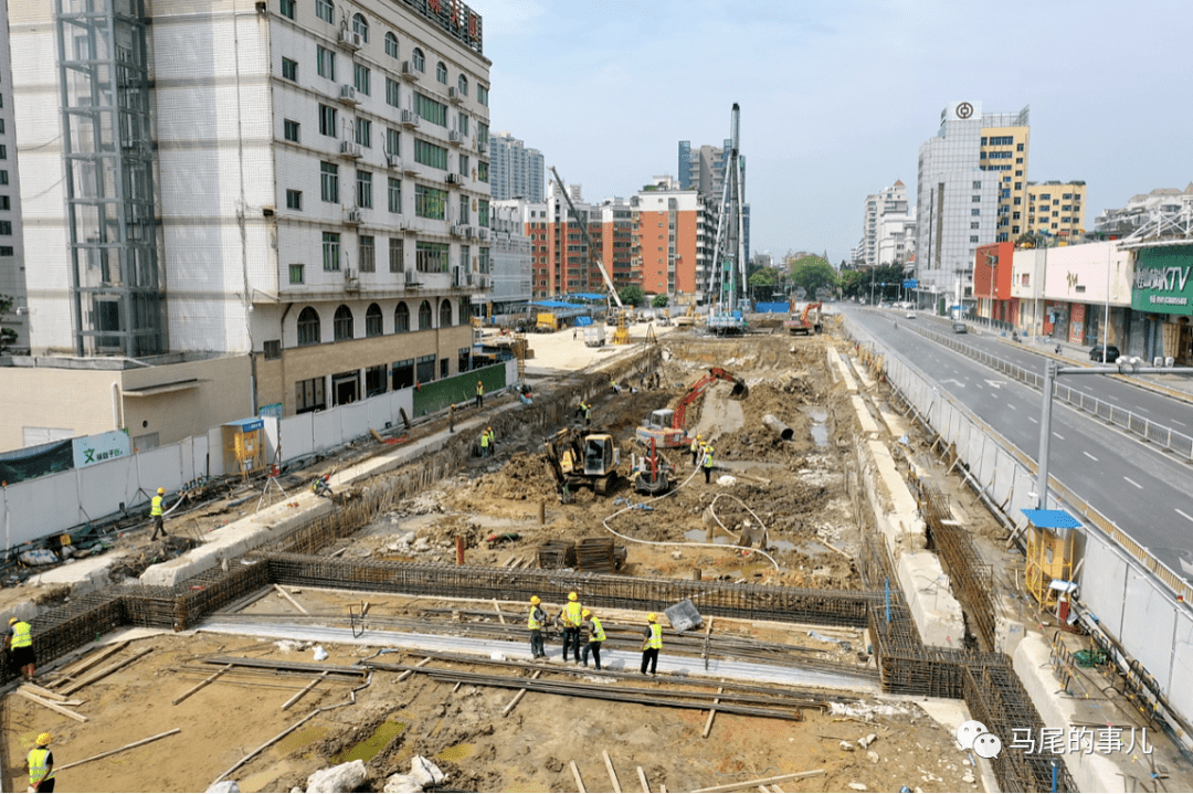 港口路下穿及市政配套工程新進展&mdash;&mdash;羅星塔站冠梁施工_馬尾區